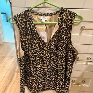 NWT j crew leopard print sleeveless shirt size L